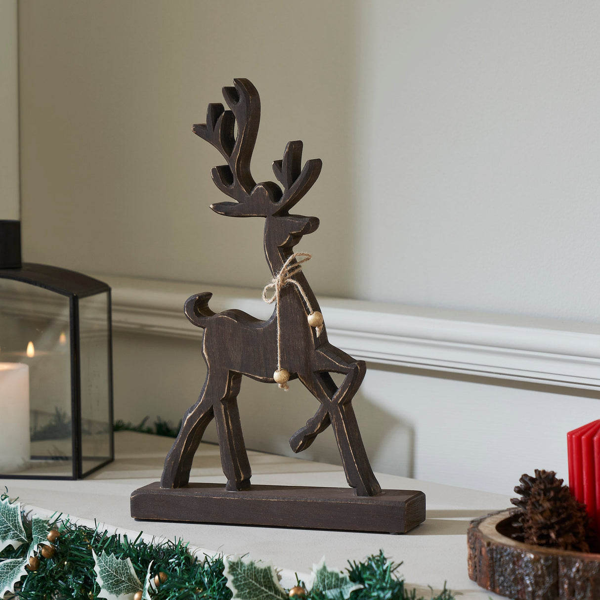 Woodland Winter Dark Wooden Reindeer