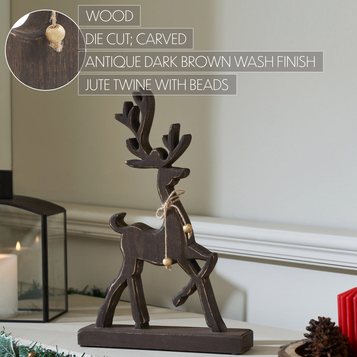 Woodland Winter Dark Wooden Reindeer