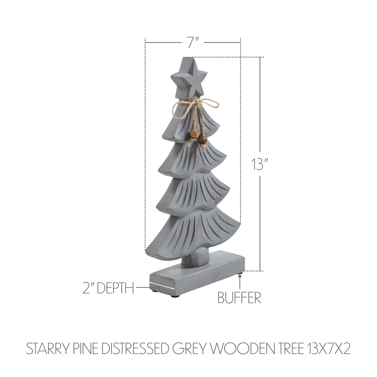 VHC Brands 3PC Starry Pine Distressed Grey Wooden Tree ,Small Meduim and Large