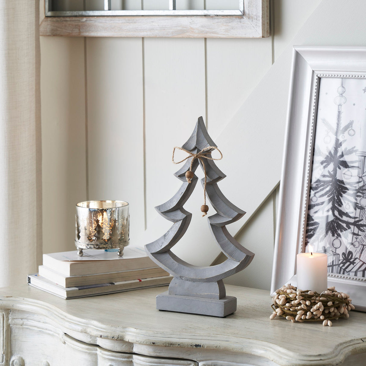 Jinglewood Distressed Grey Wooden Tree