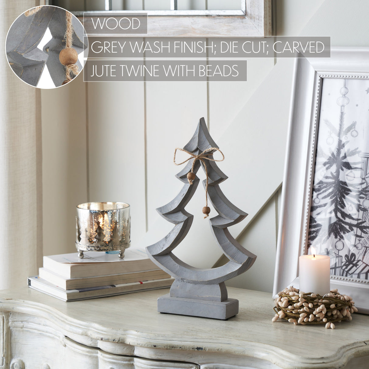 Jinglewood Distressed Grey Wooden Tree
