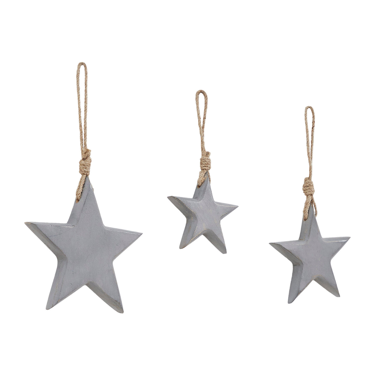 Wooden Star Ornament Set of 3 - 4/5/6 inch