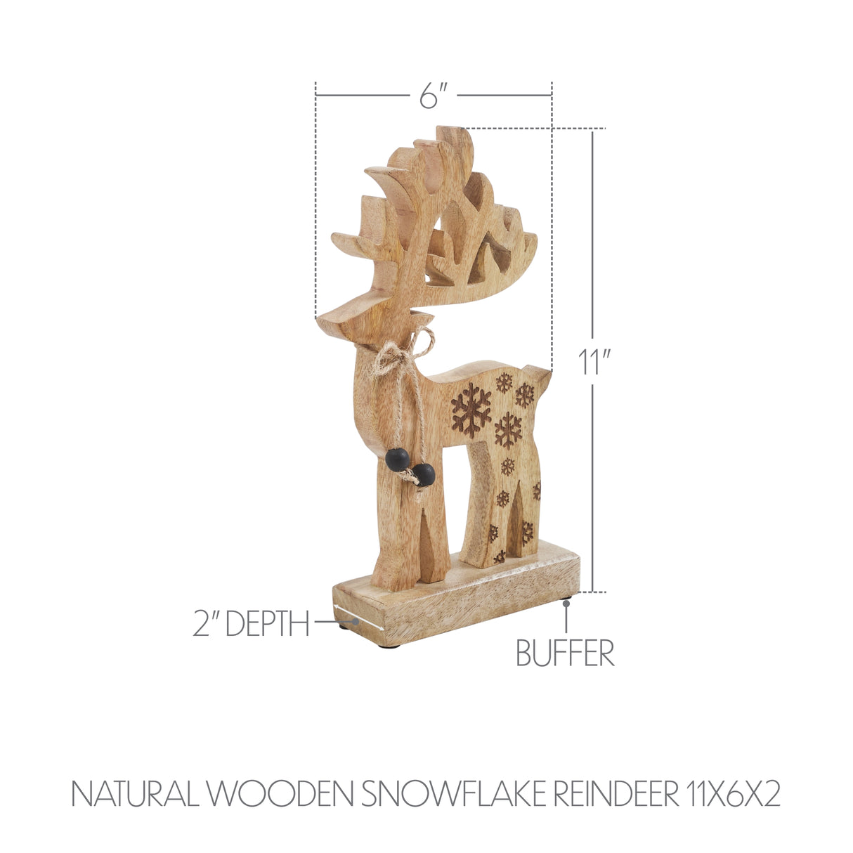Natural Wooden Snowflake Reindeer