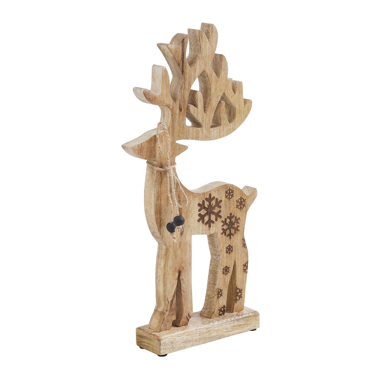 Natural Wooden Snowflake Reindeer
