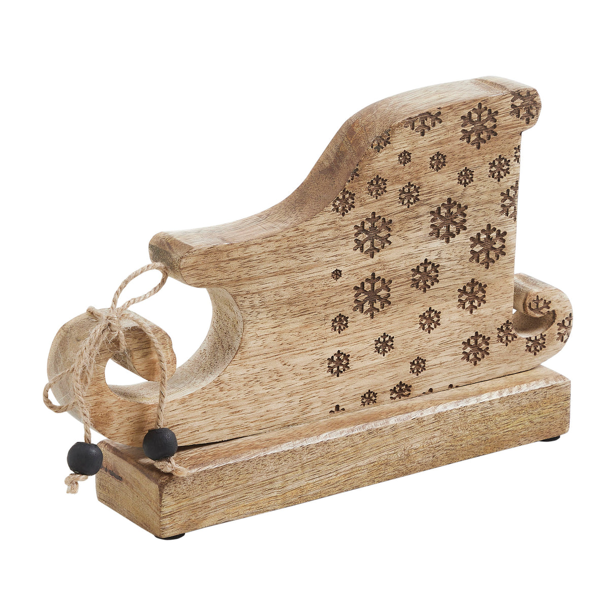 Natural Wooden Snowflake Sleigh 6x9.5x2