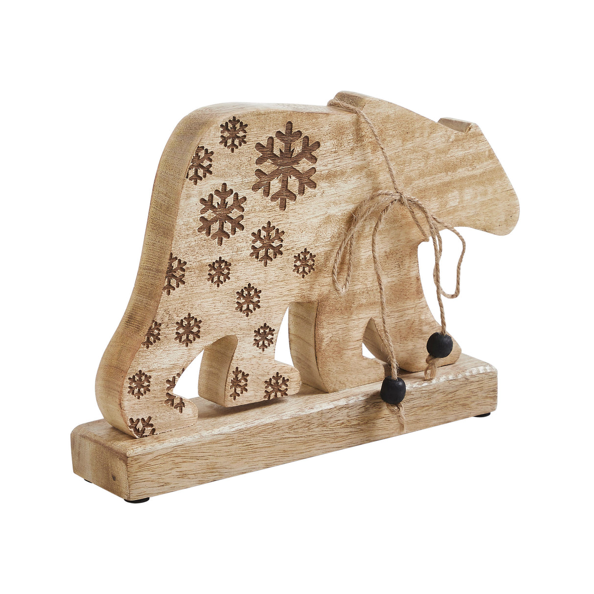 Natural Wooden Snowflake Bear