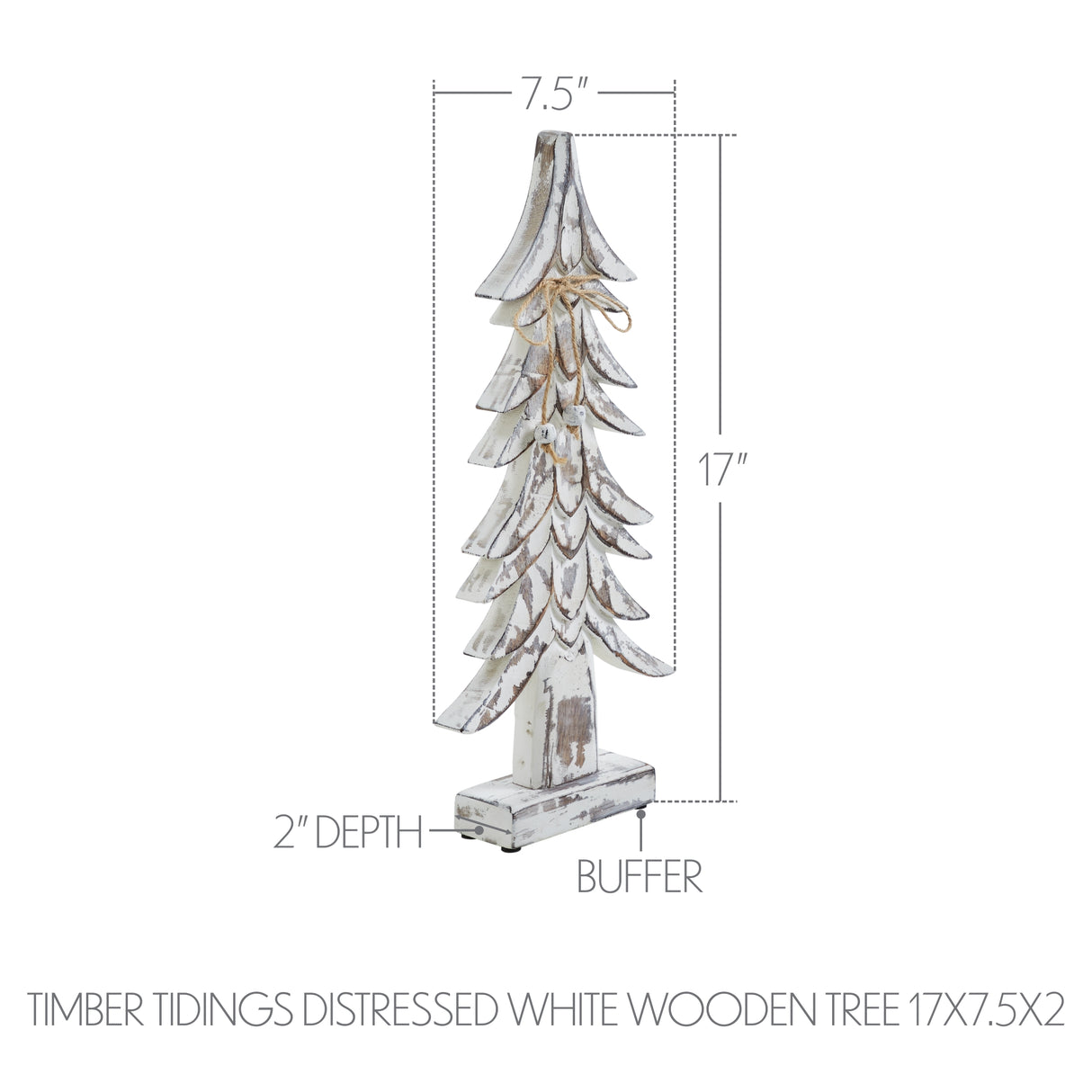 VHC Brands 2PC Timber Tidings Distressed White Wooden Tree ,Small and Large
