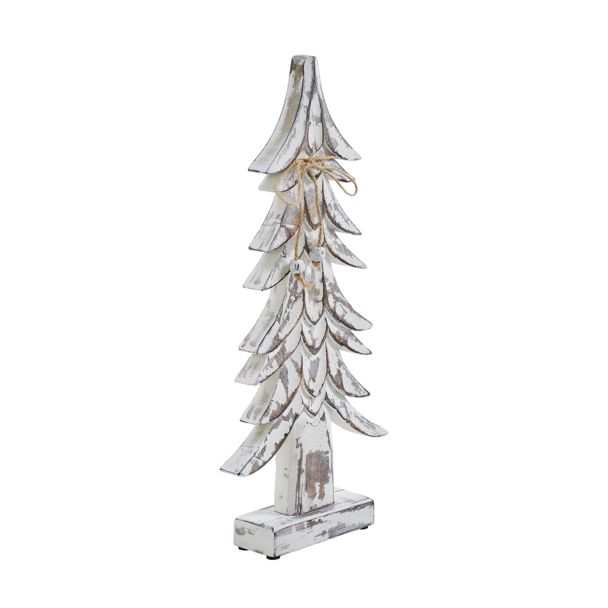 VHC Brands 2PC Timber Tidings Distressed White Wooden Tree ,Small and Large