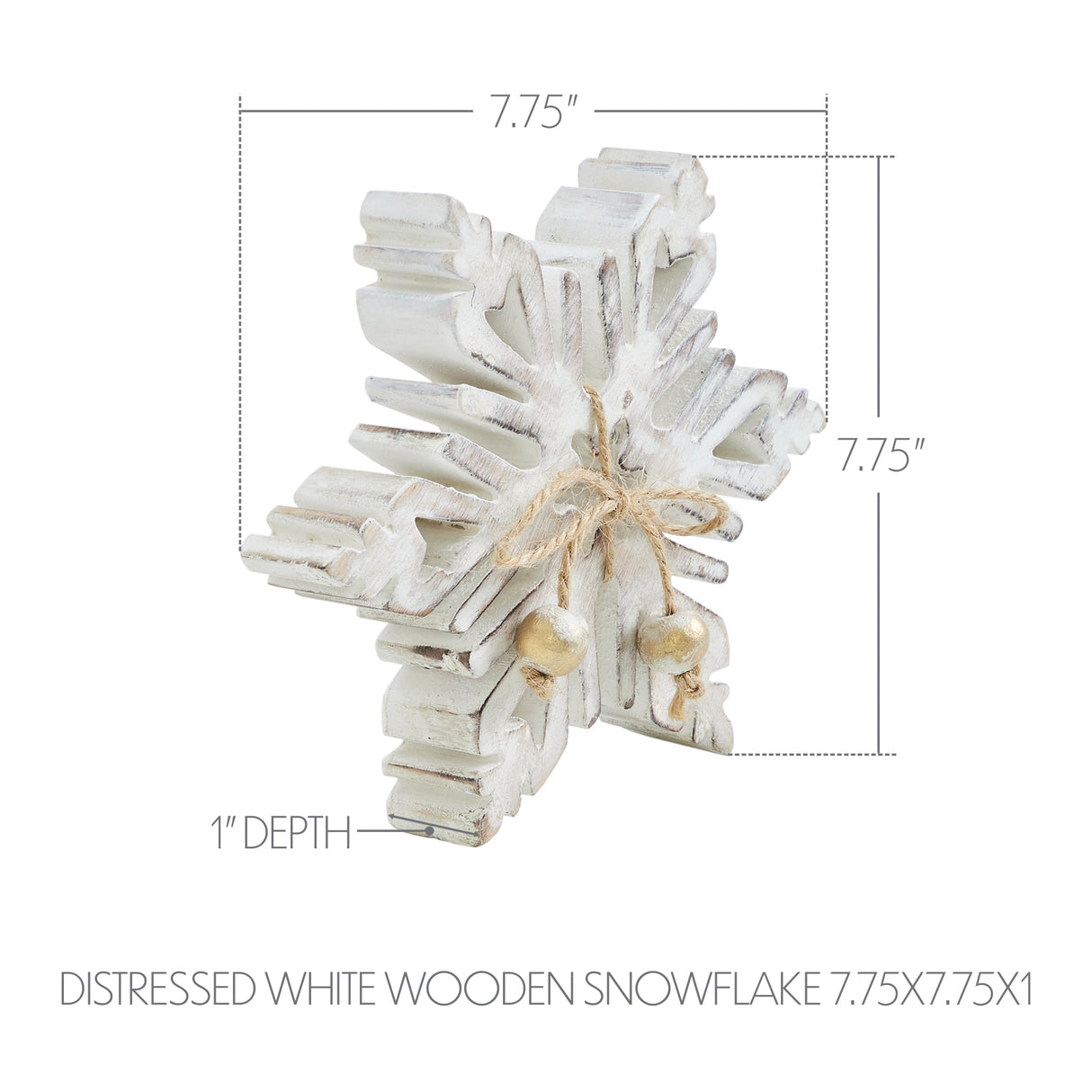 VHC Brands 2PC Distressed White Wooden Snowflake ,Small and Large