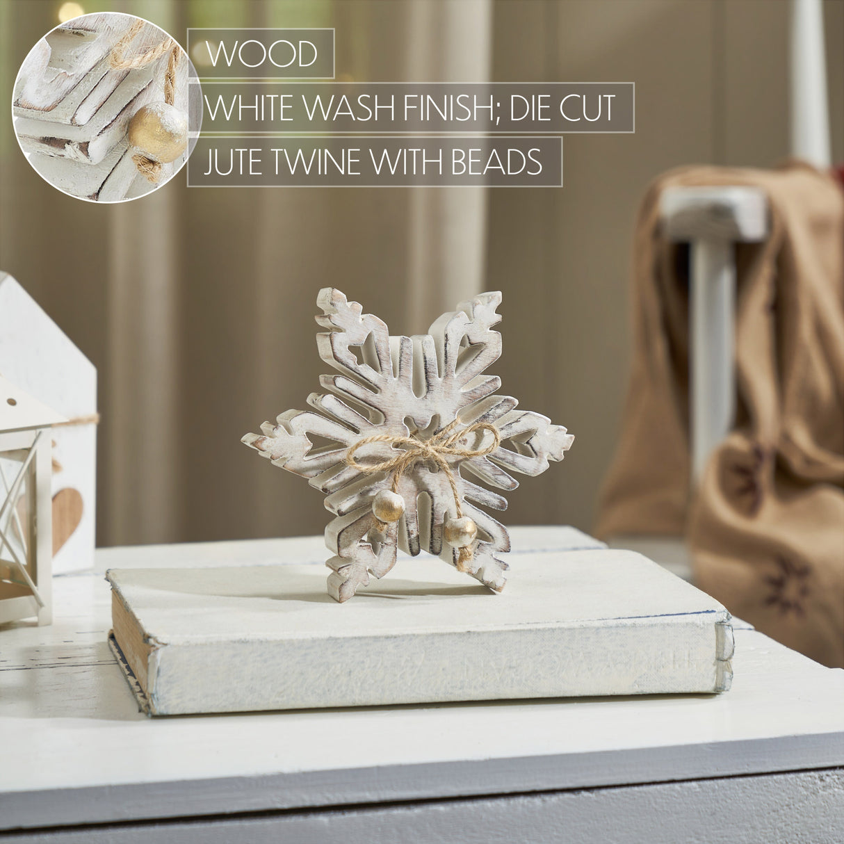 Wooden Snowflake Statuette