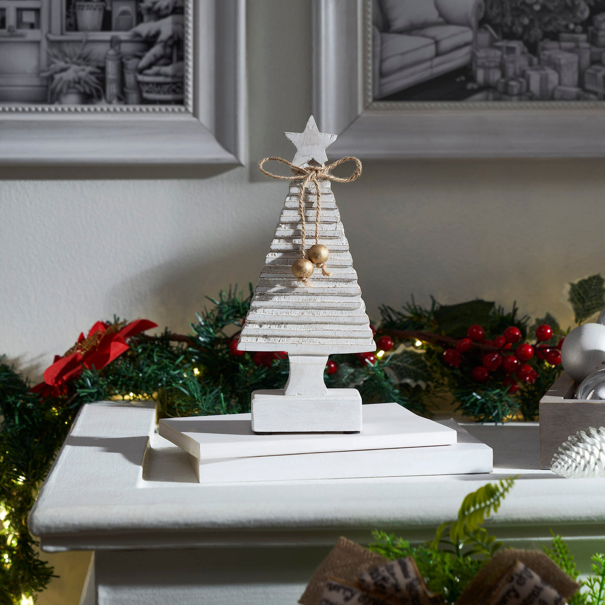 Starbright Distressed White Wooden Tree