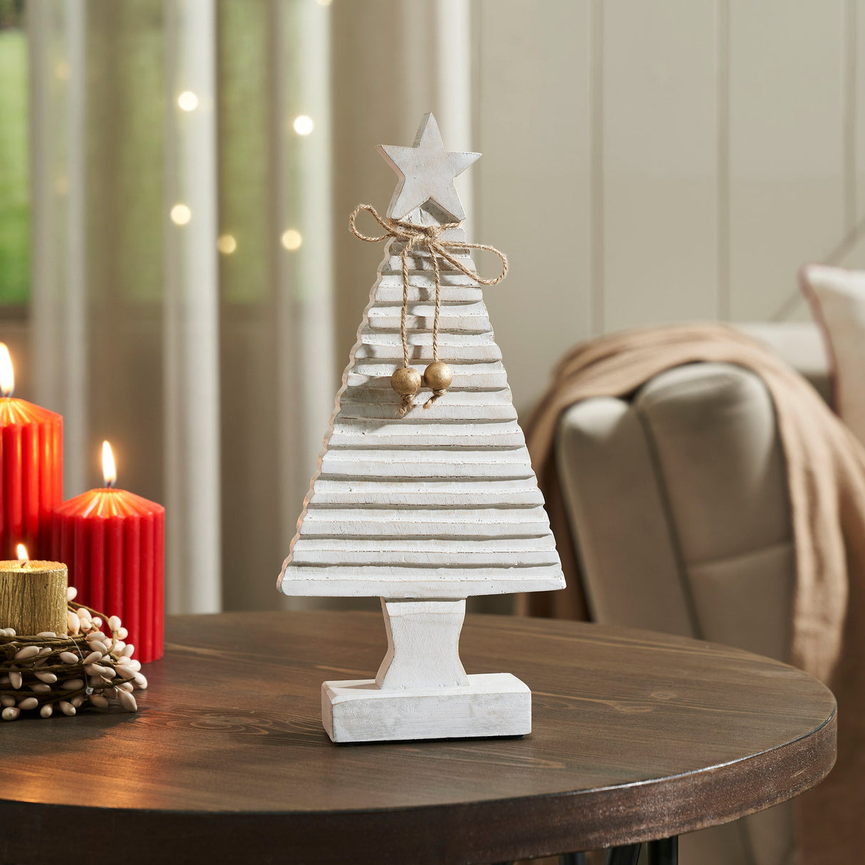 Starbright Distressed White Wooden Tree