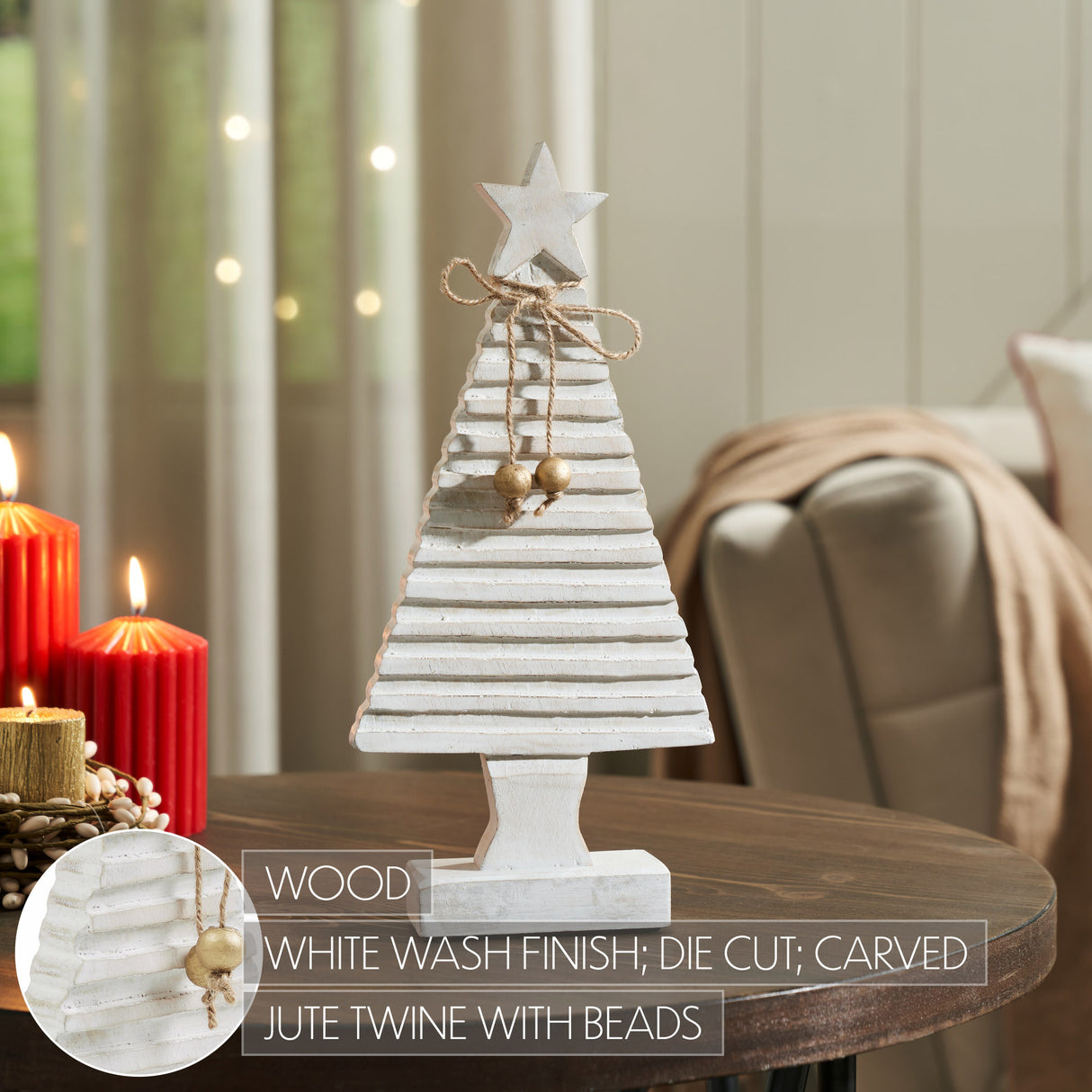 Starbright Distressed White Wooden Tree