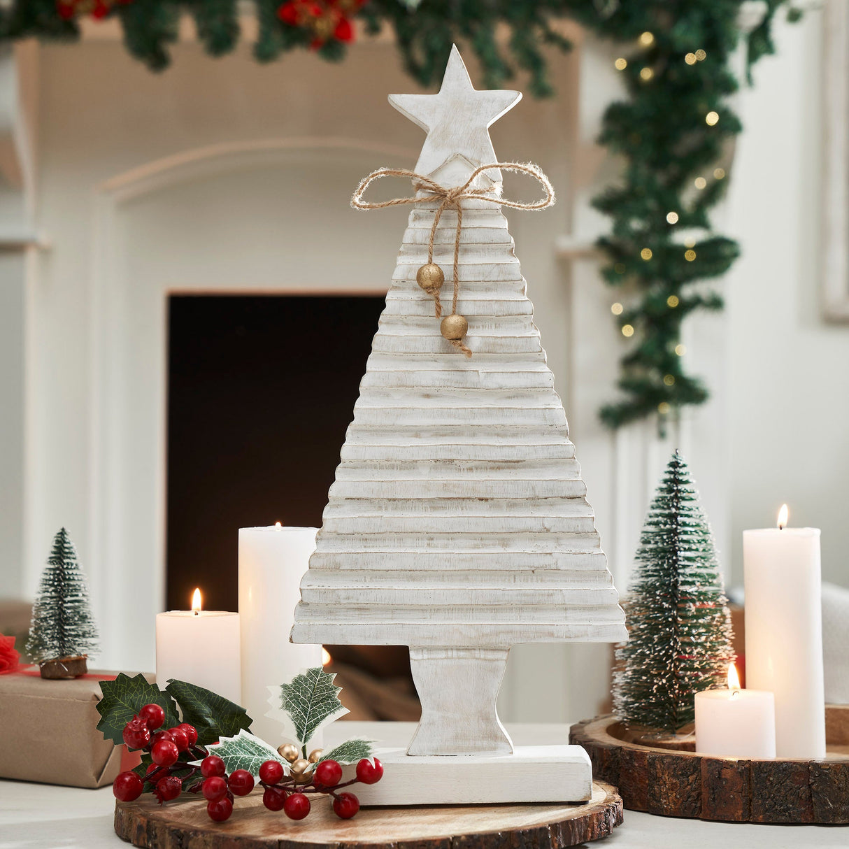 Starbright Distressed White Wooden Tree