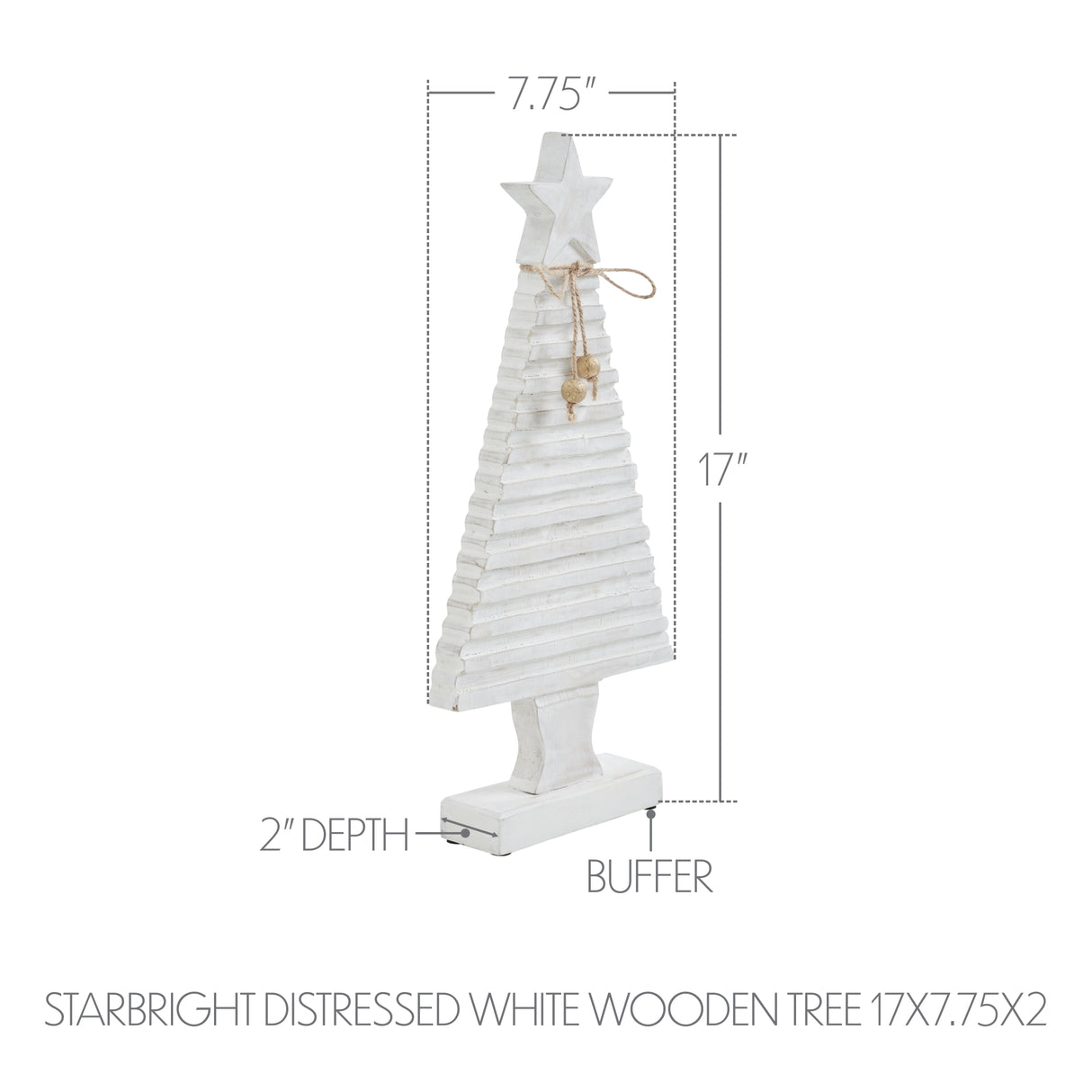 VHC Brands 3PC Starbright Distressed White Wooden Tree ,Small Meduim and Large