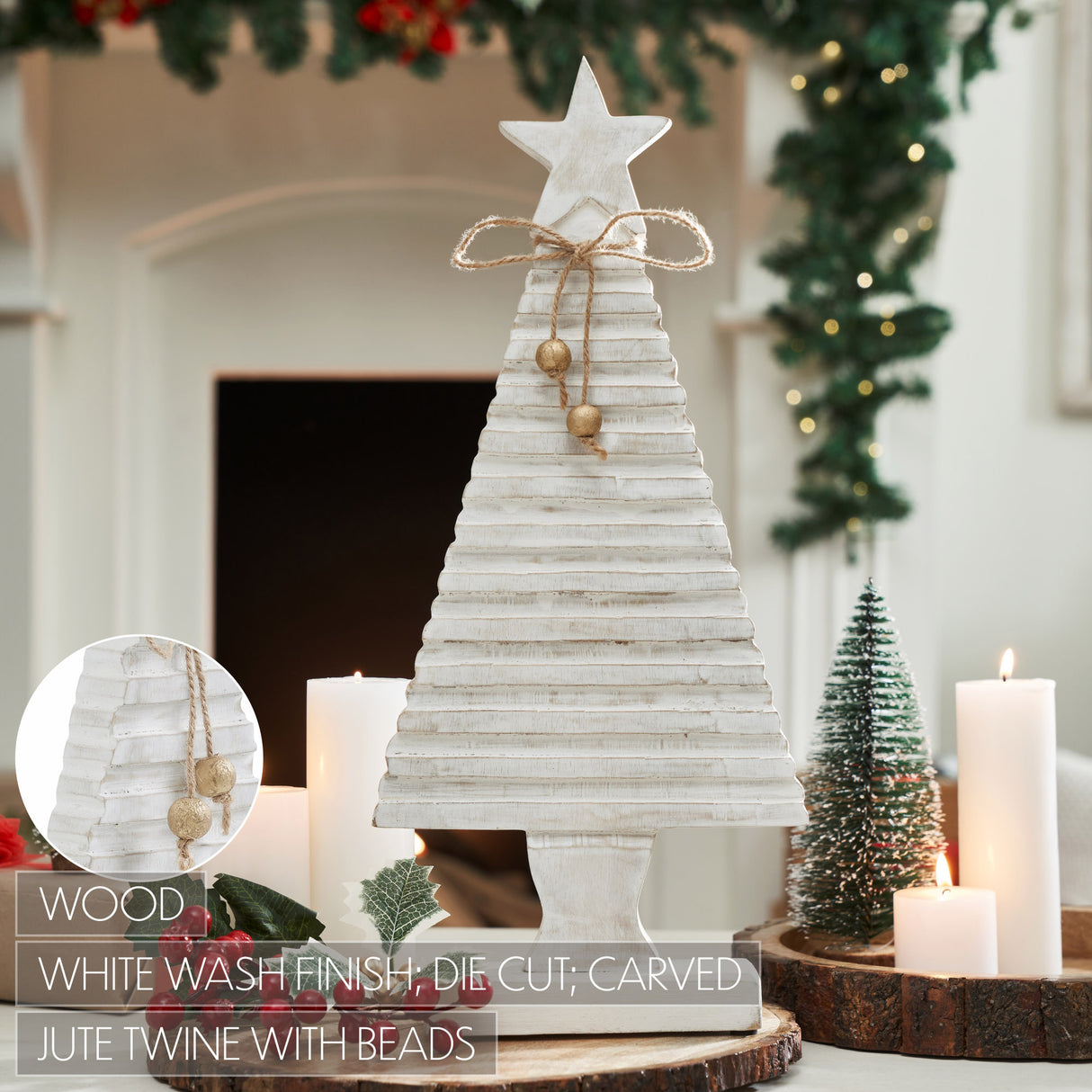 Starbright Distressed White Wooden Tree