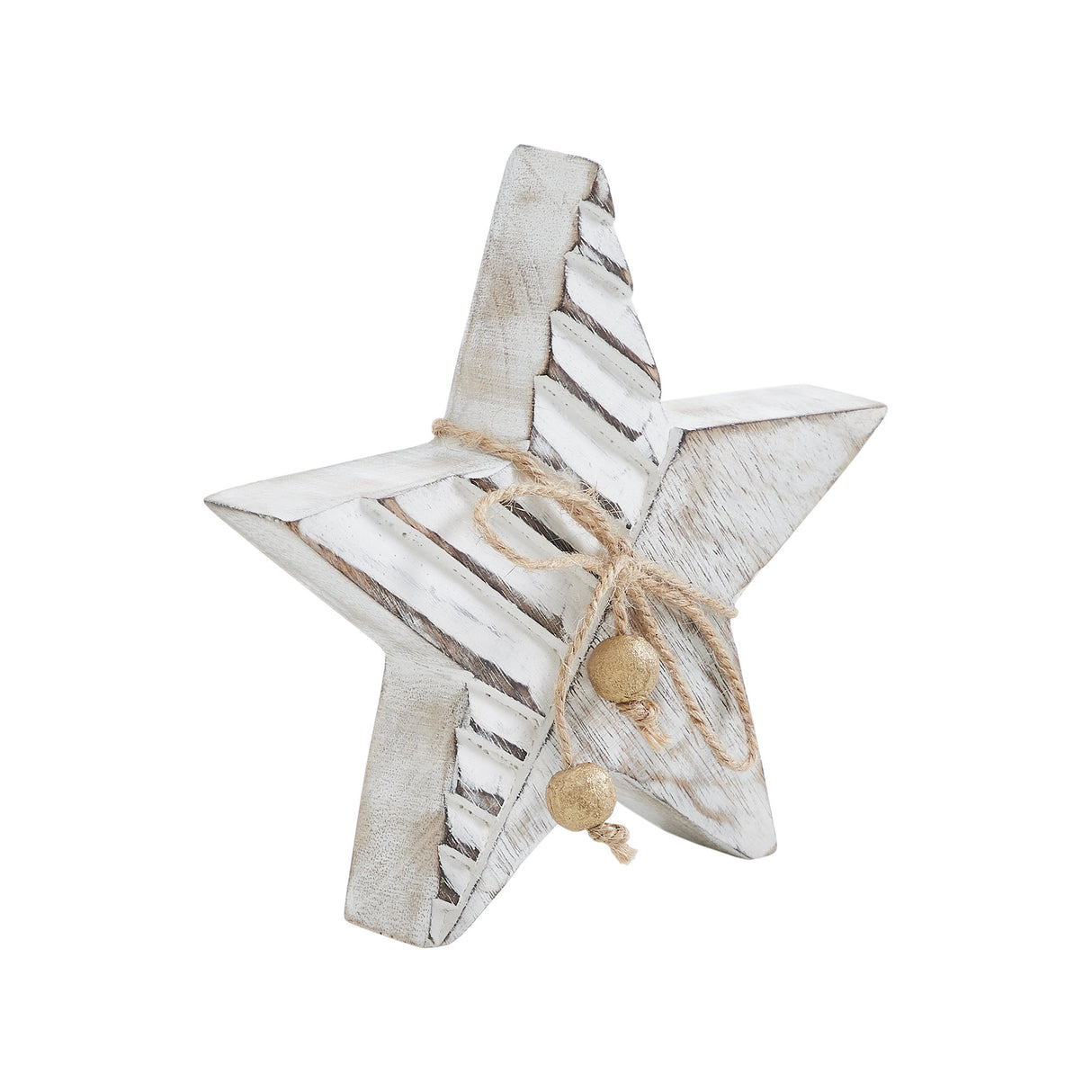 VHC Brands 2PC Winter Wonderland Distressed White Wooden Star ,Small and Large