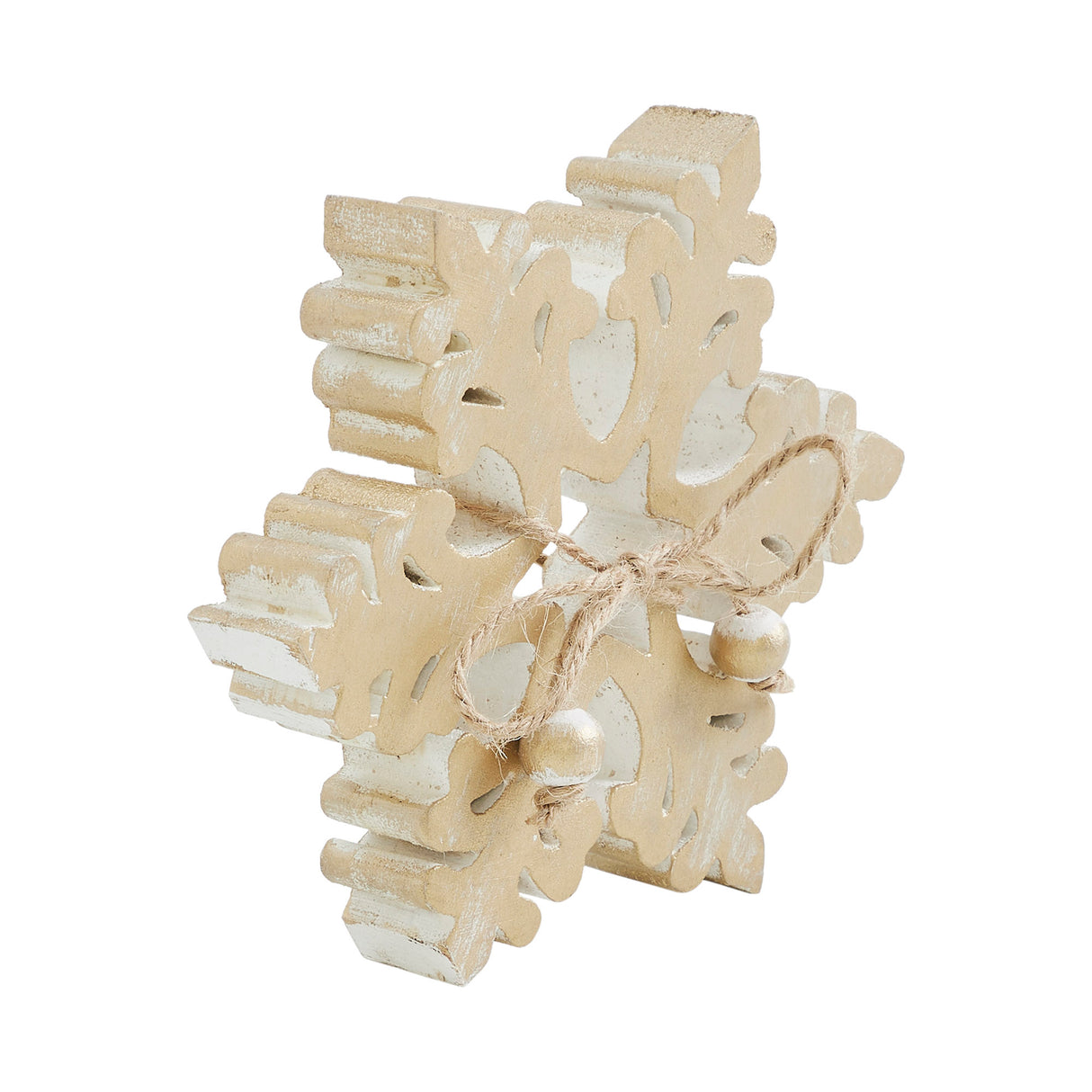 Yuletide Glow Brushed Gold Wooden Snowflake