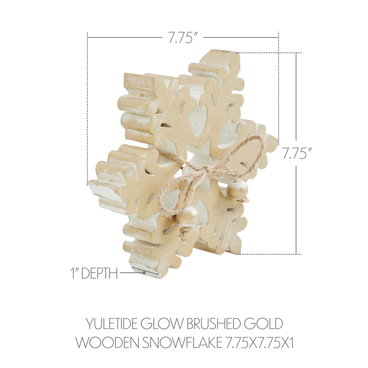 VHC Brands 2PC Yuletide Glow Brushed Gold Wooden Snowflake ,Small and Large