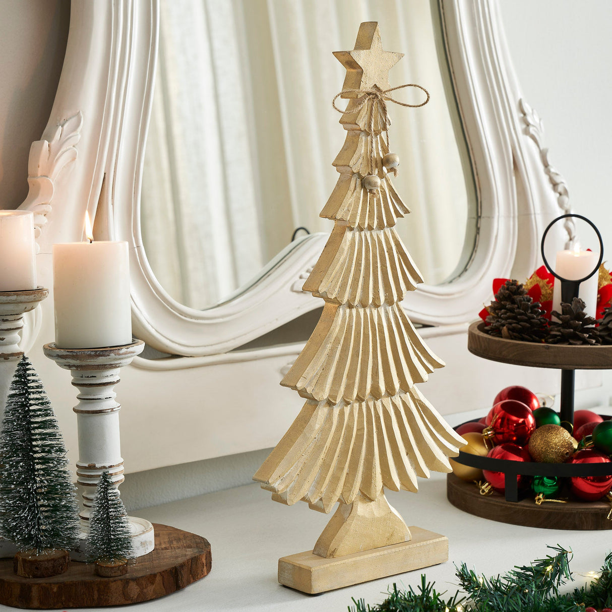 Yuletide Glow Brushed Gold Wooden Tree