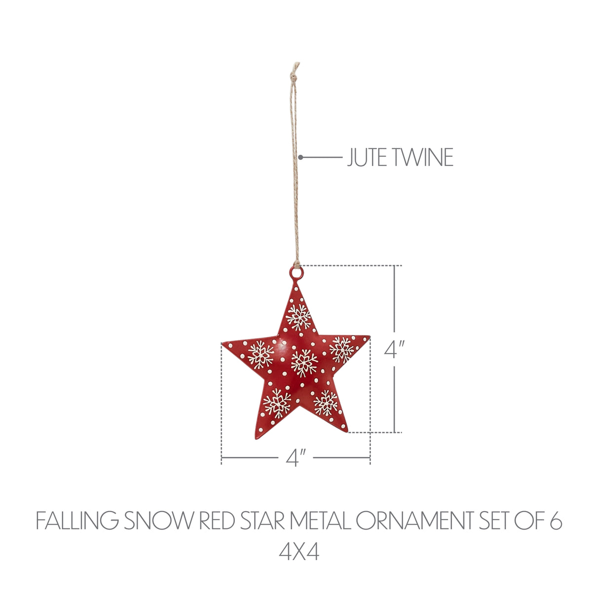 Metal Star Ornament Set of 6 - 6 inch