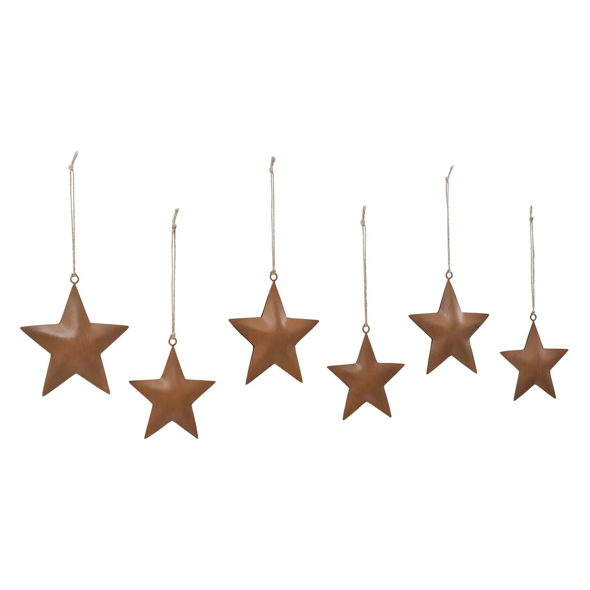 Rust Star Metal Ornament Set of 6 - 4.2/5.2 inch