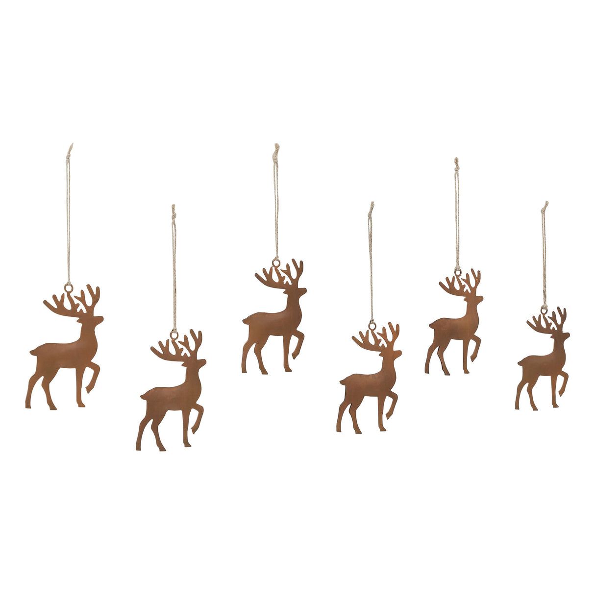 Rust Reindeer Metal Ornament Set of 6 - 5 inch