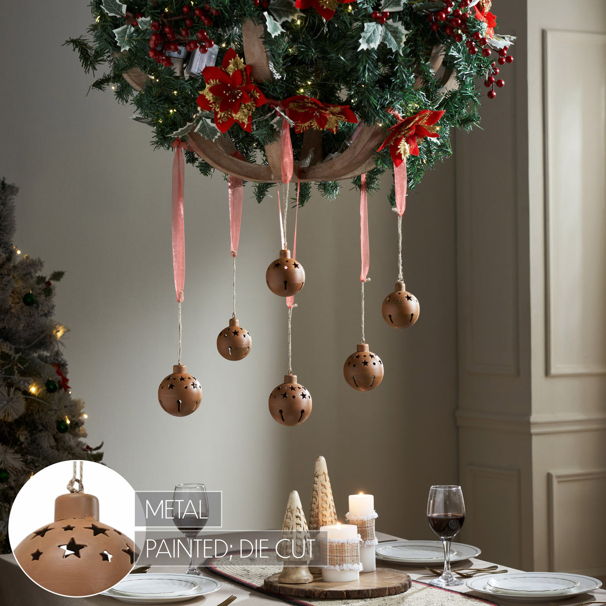 Rust Bell Metal Ornament Set of 6 - 2.5/3.25 inch