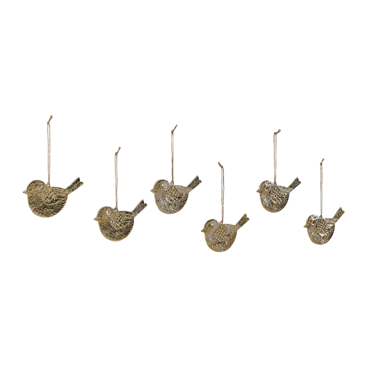 Golden Finch Metal Ornament Set of 6 - 2.9 inch