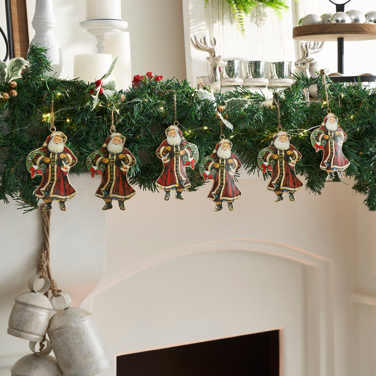 Jolly Old St Nick Metal Ornament Set of 6 - 5.5 inch