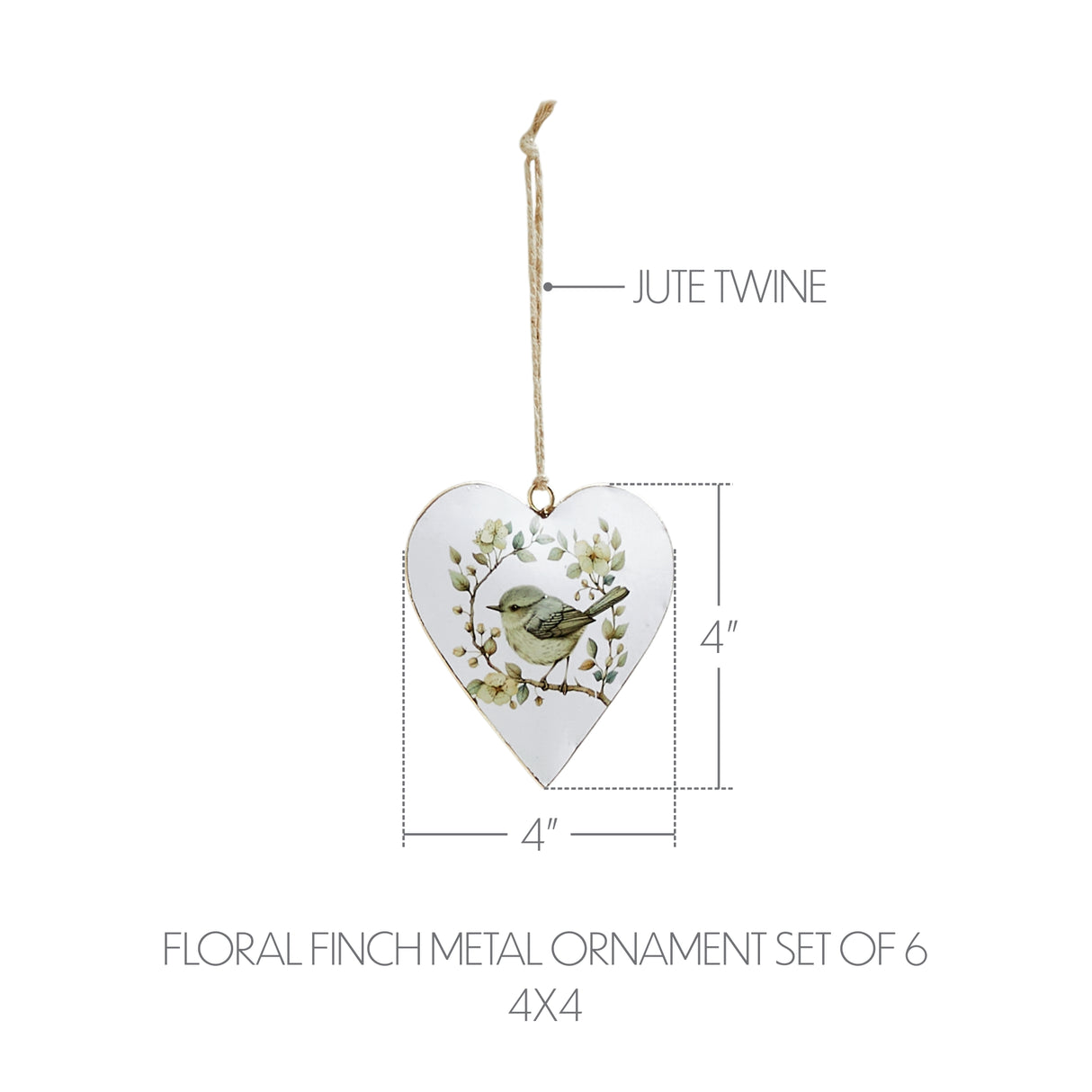 Metal Ornament Set of 6 - 4 inch