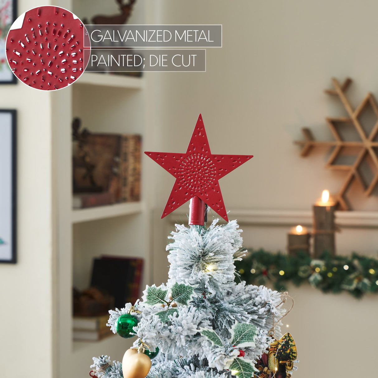 Punched Metal Star Tree Topper 6.75x6.75x1