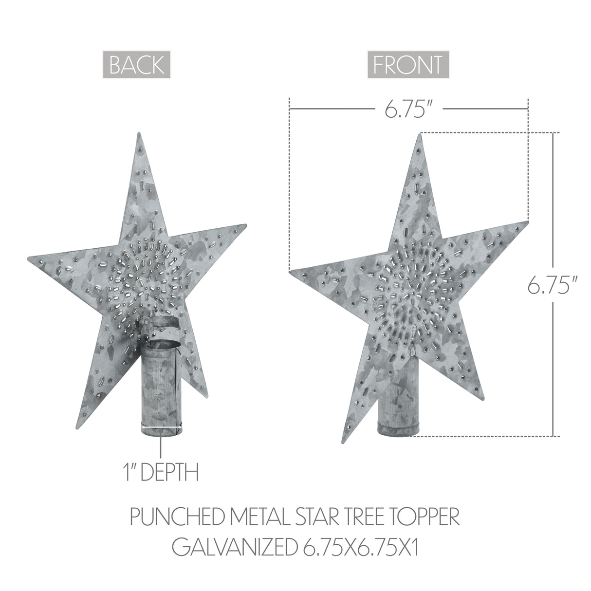 Punched Metal Star Tree Topper 6.75x6.75x1
