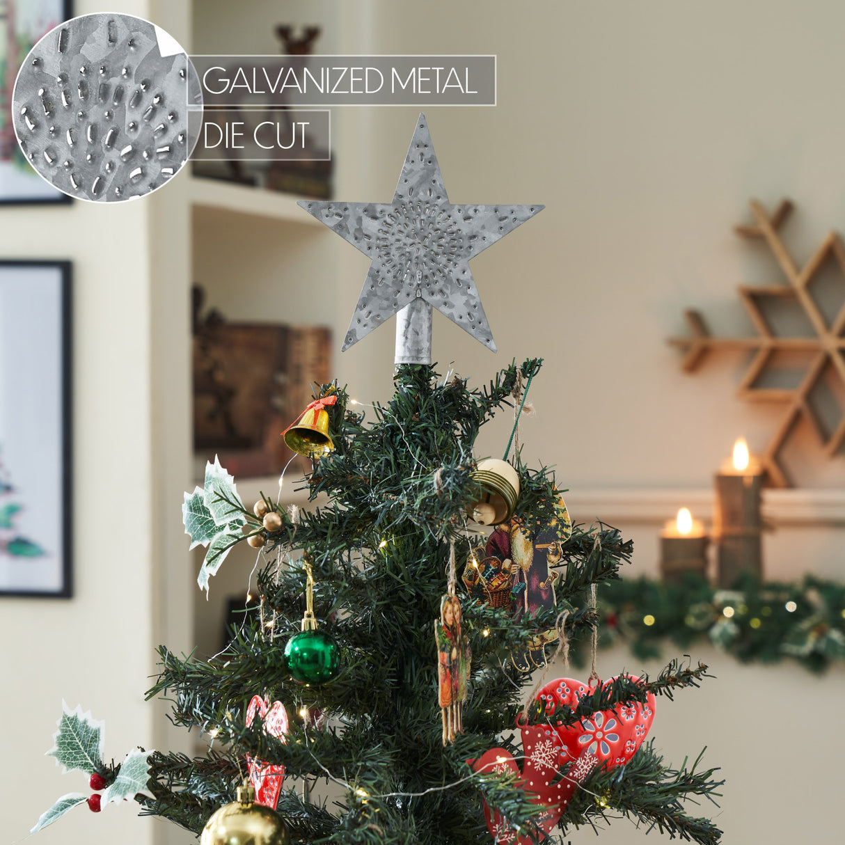 Punched Metal Star Tree Topper 6.75x6.75x1