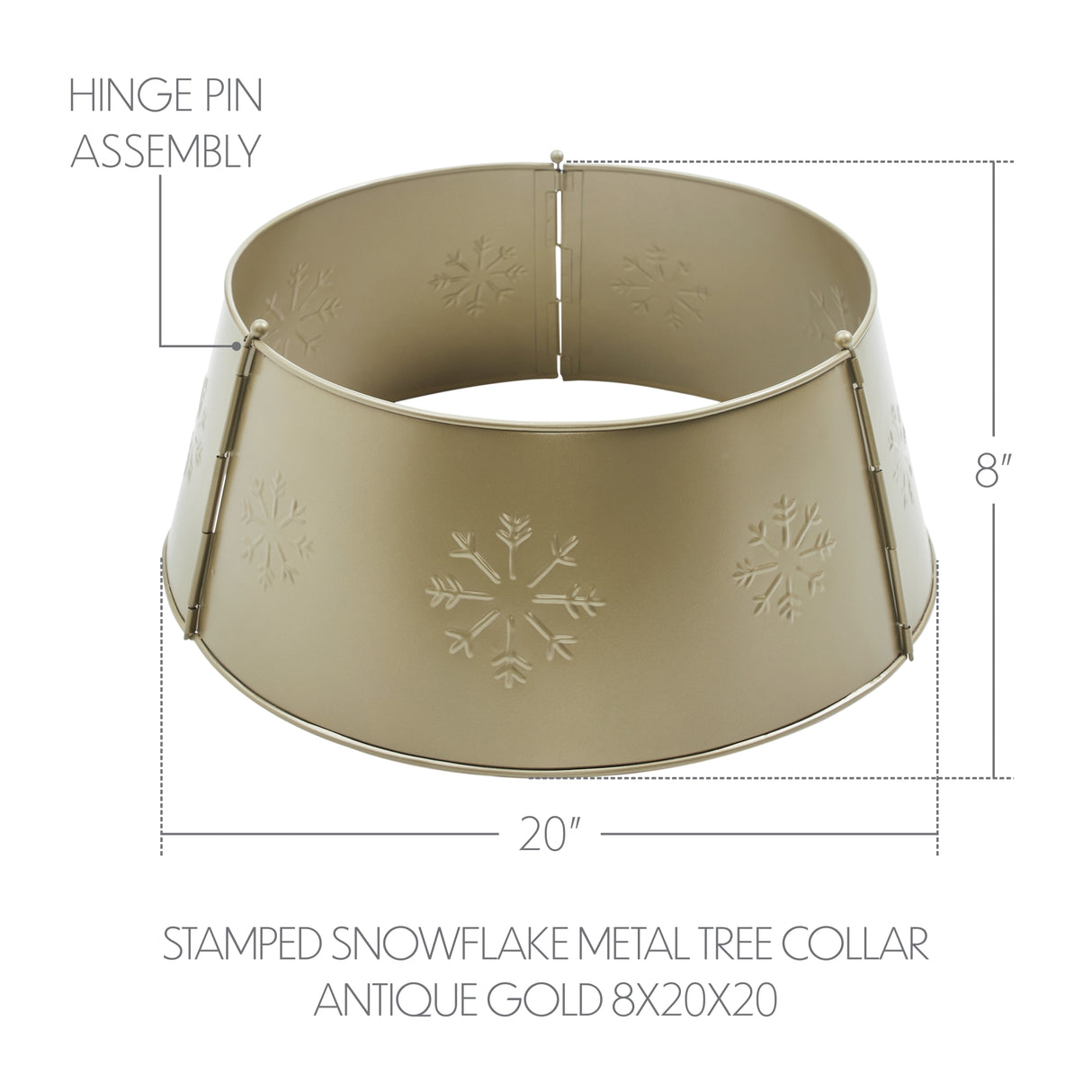 Stamped Snowflake Metal Tree Collar 8x20x20