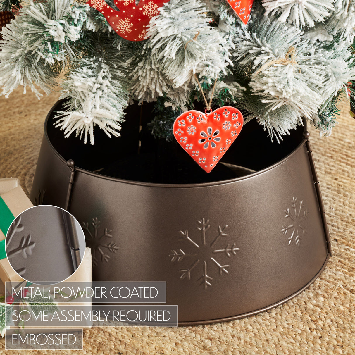 Stamped Snowflake Metal Tree Collar 8x20x20