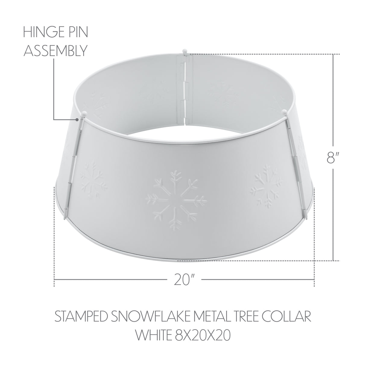 Stamped Snowflake Metal Tree Collar 8x20x20
