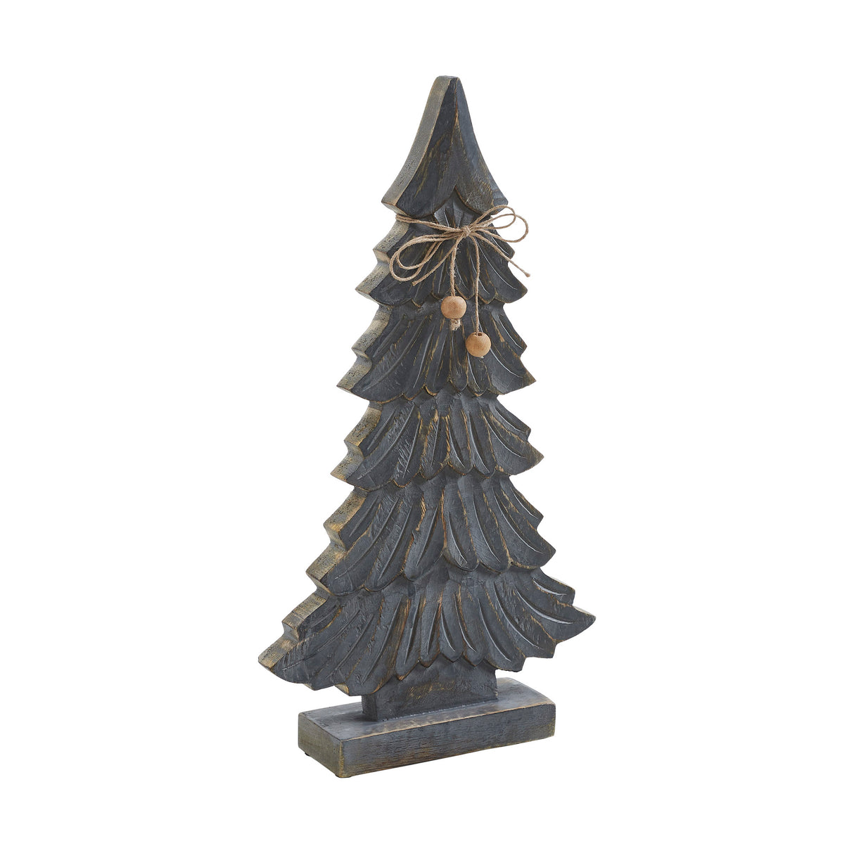 Six-Tiered Pine Distressed Dark Grey Wooden Tree 16.5x9.25x2.5