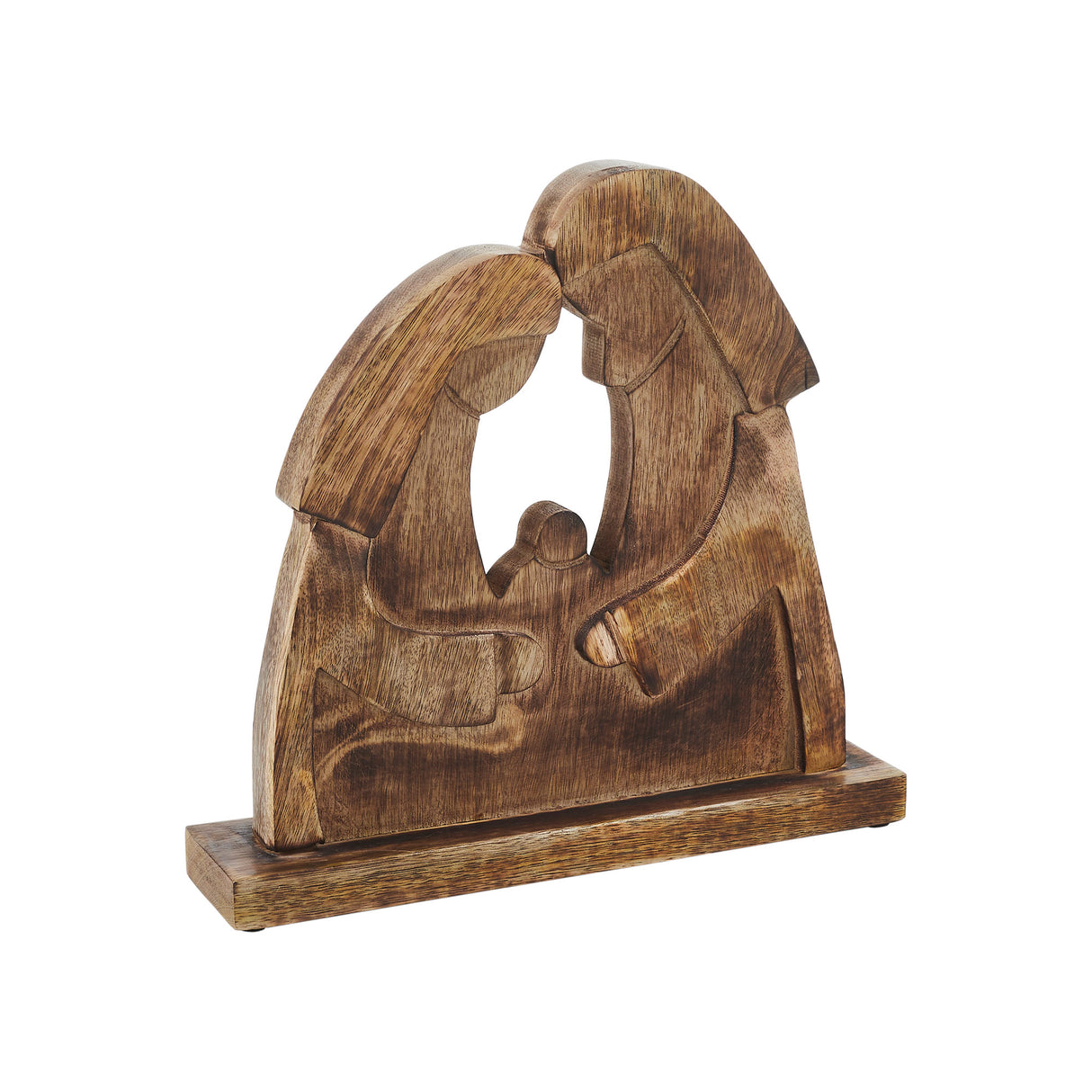 Mary and Joseph Dark Wooden Decor 12x11.5x2.75