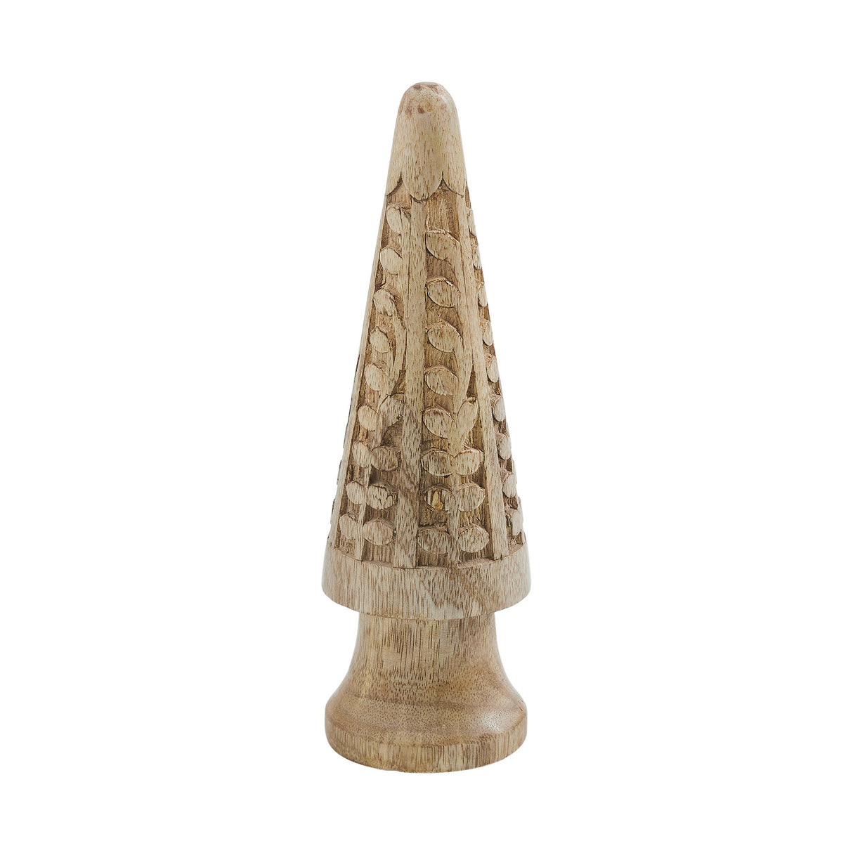 VHC Brands 3PC Natural Wooden Carved Cone Tree ,Small Meduim and Large
