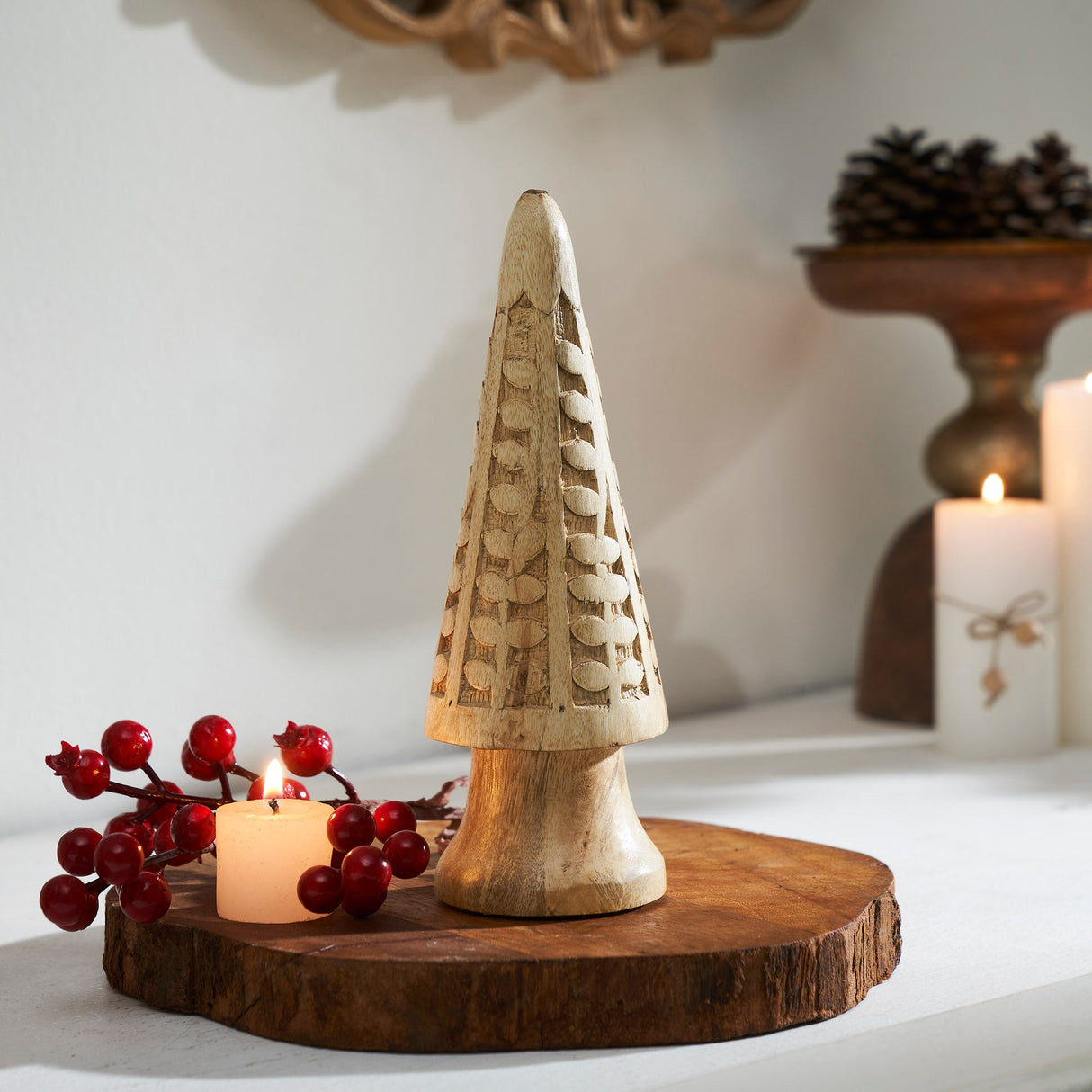 Natural Wooden Carved Cone Tree