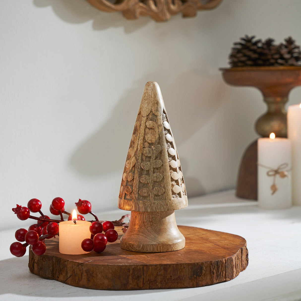 Natural Wooden Carved Cone Tree