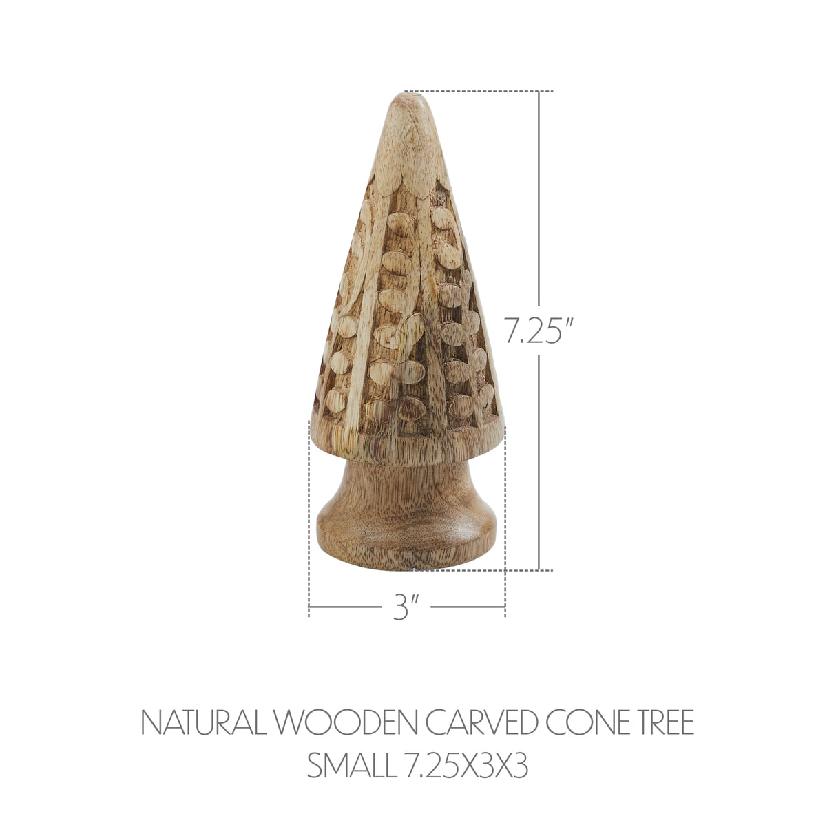 VHC Brands 3PC Natural Wooden Carved Cone Tree ,Small Meduim and Large
