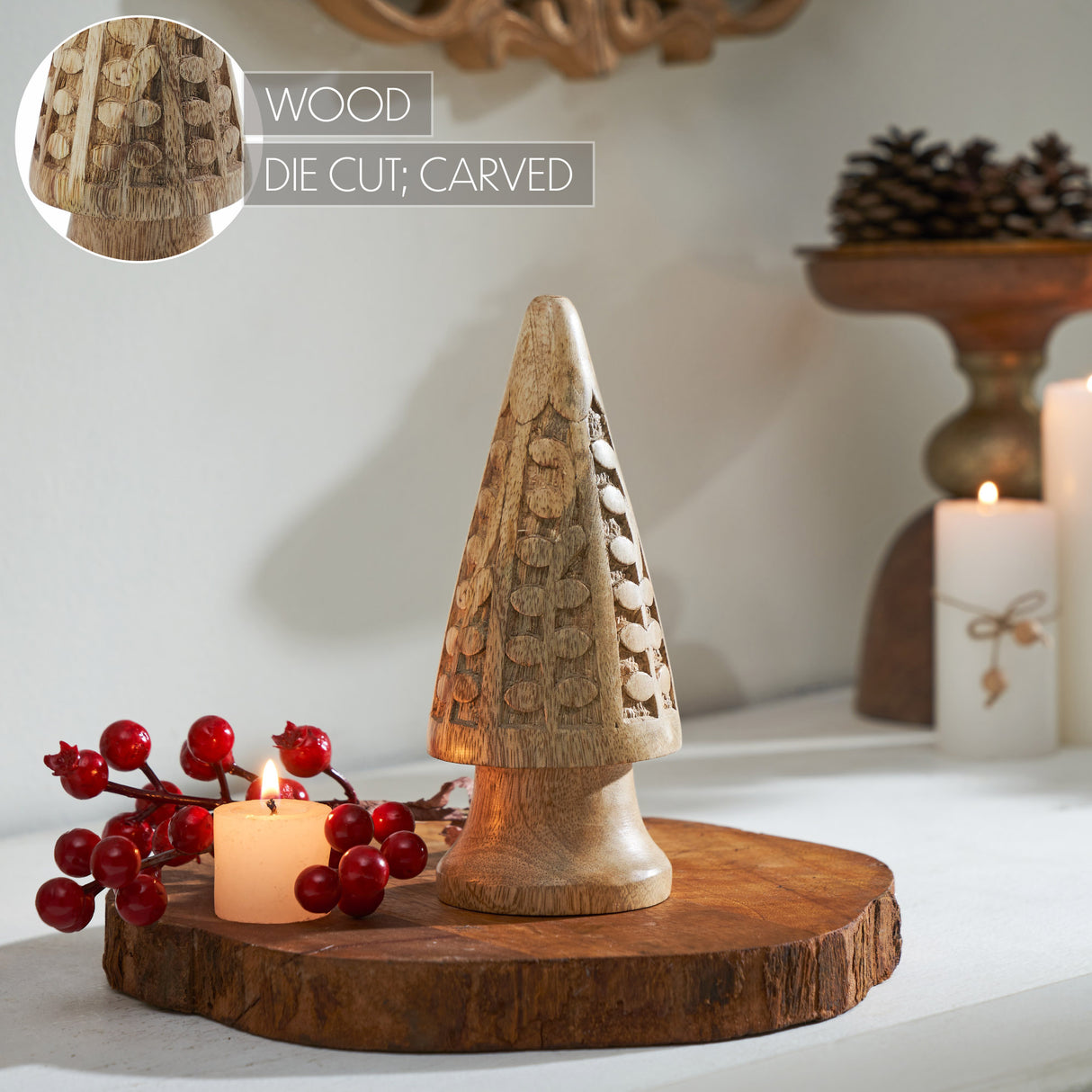 Natural Wooden Carved Cone Tree