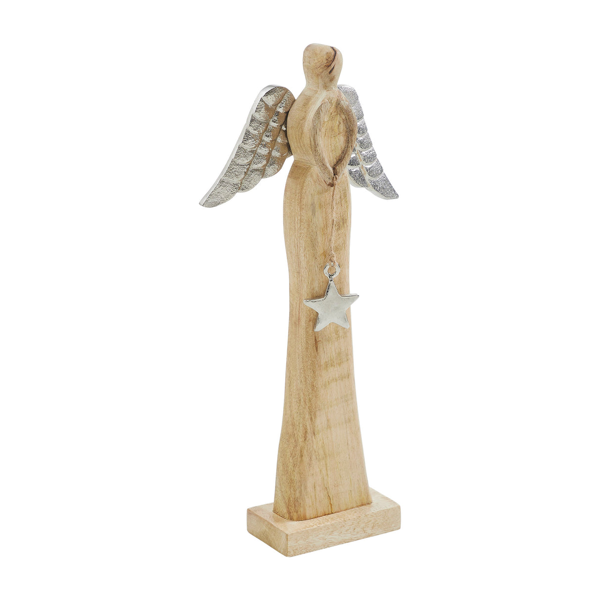 VHC Brands 2PC Heavenly Wings Natural Wooden Angel ,Small and Large