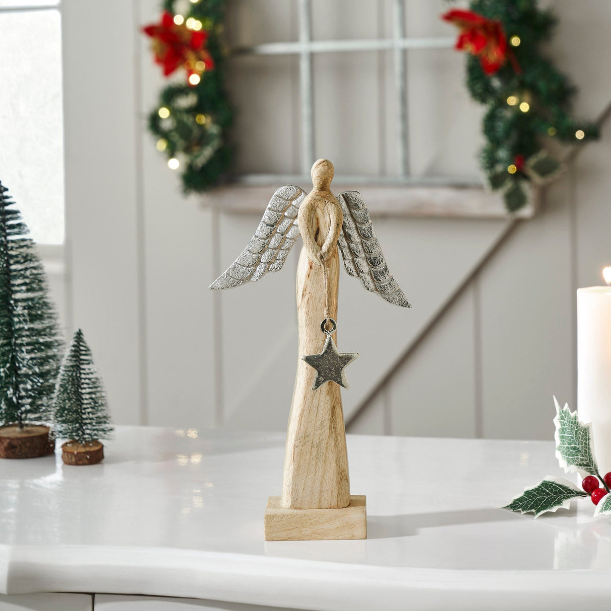 Heavenly Wings Natural Wooden Angel