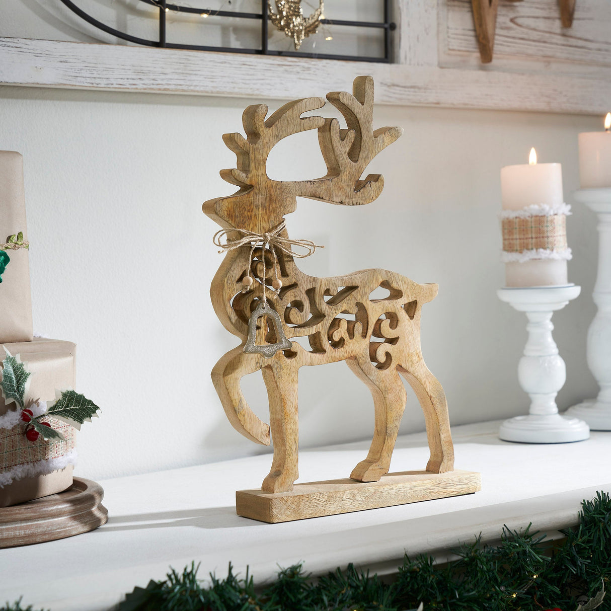 Ornate Prancer Wooden Reindeer