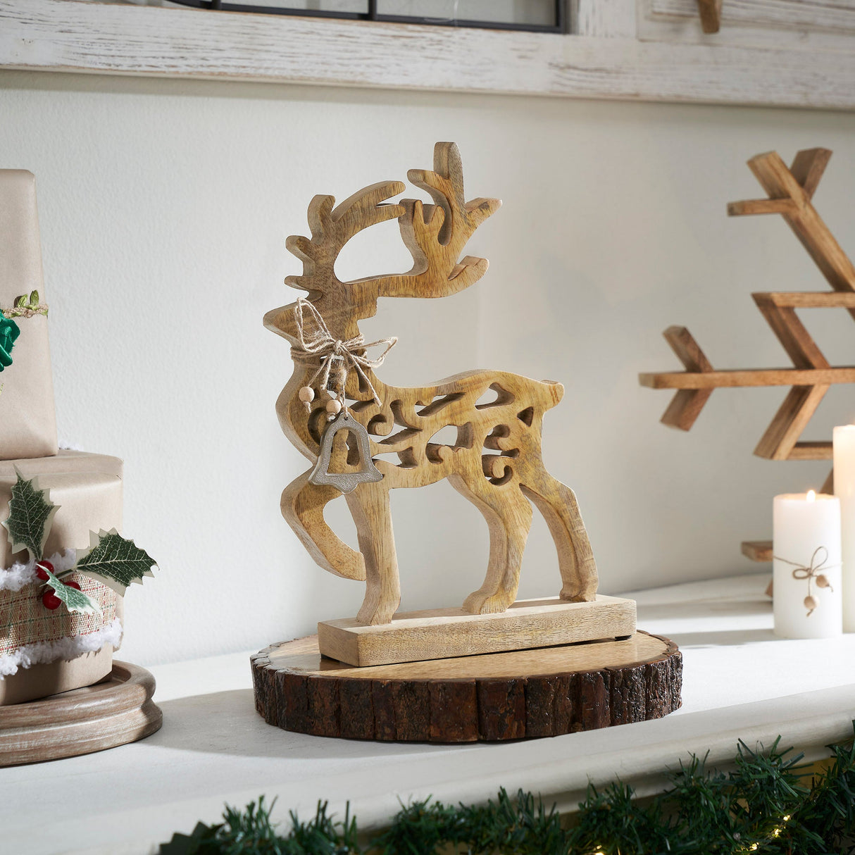 Ornate Prancer Wooden Reindeer