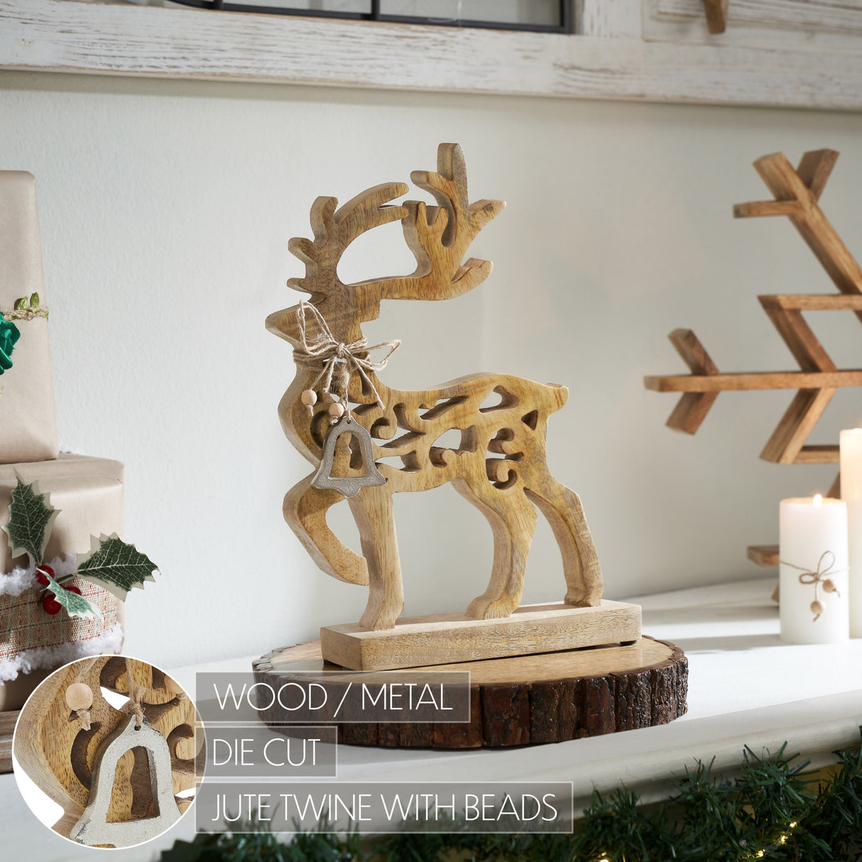 Ornate Prancer Wooden Reindeer
