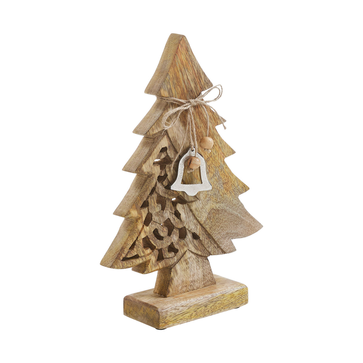 Ornate Evergreen Natural Wooden Tree 11.75x8x2.5